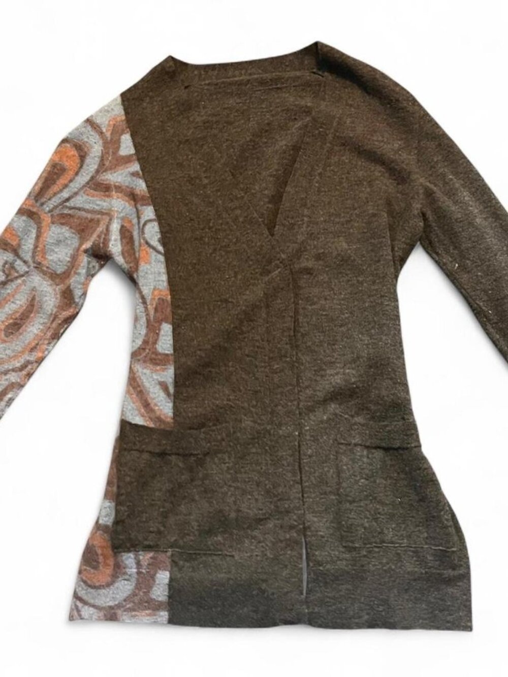 Vintage Brown Wool Blend Paisley Cardigan Button Up Boho Grunge M/L brown wool